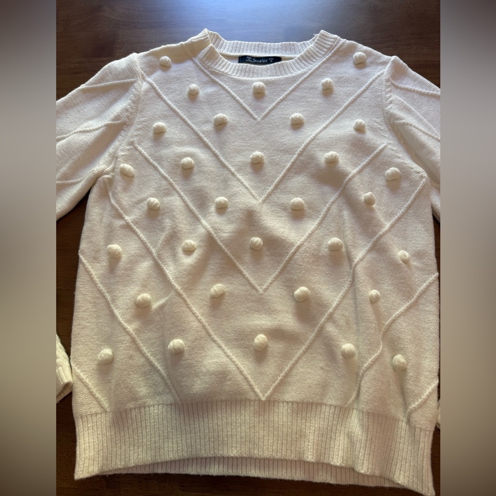 Simplee Apparel Cream Textured Sweater Size Small - Picture 6 of 9